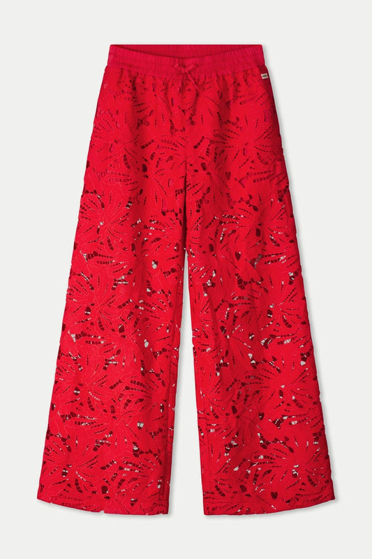 POM Amsterdam Pants BROEK - Lace Bloom Red