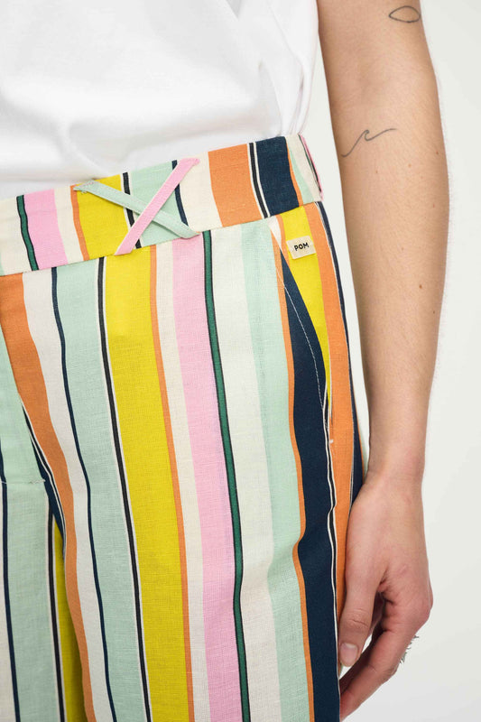 POM Amsterdam Pants BROEK - Paradise Stripes Linen