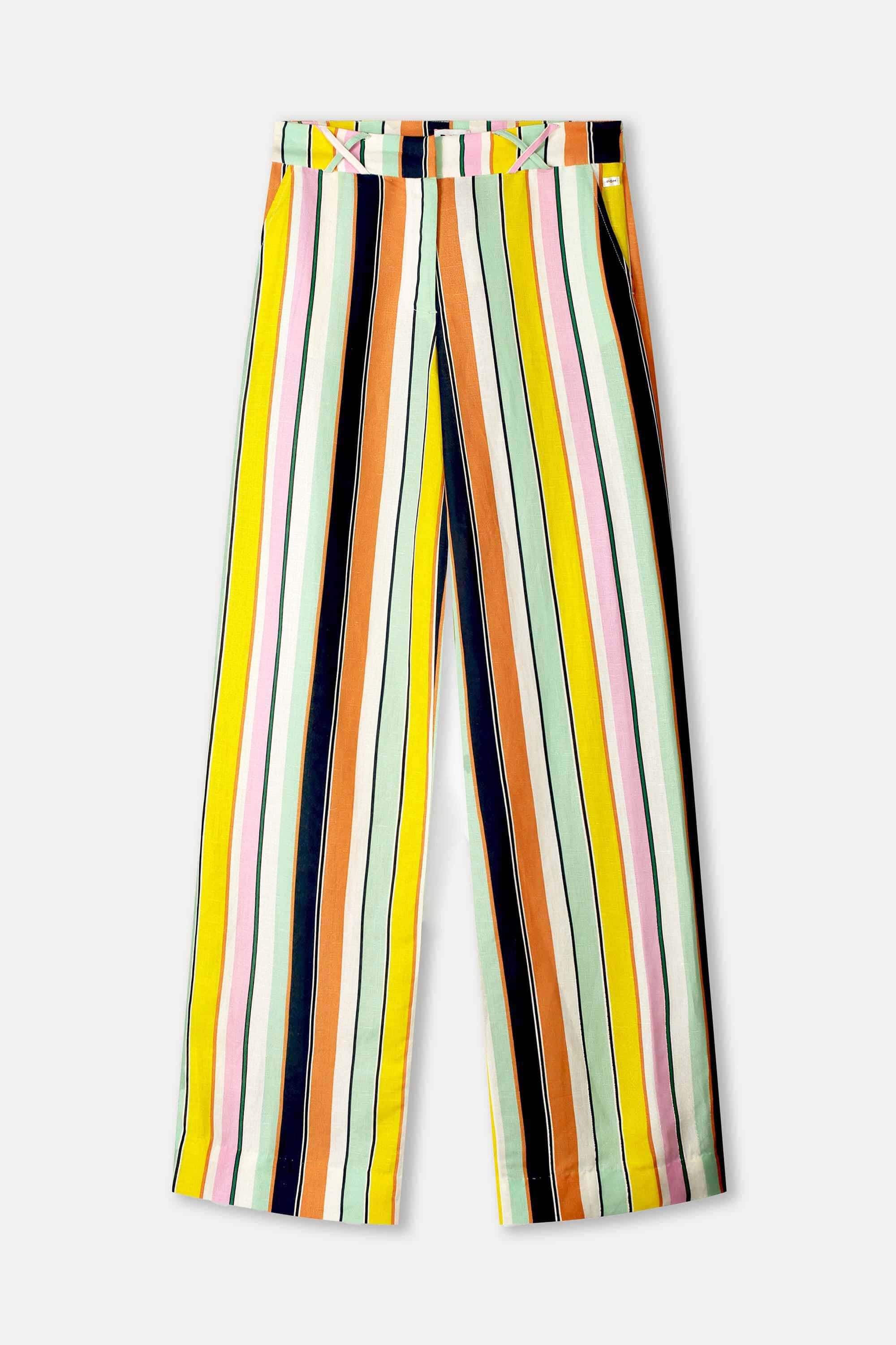 POM Amsterdam Pants BROEK - Paradise Stripes Linen