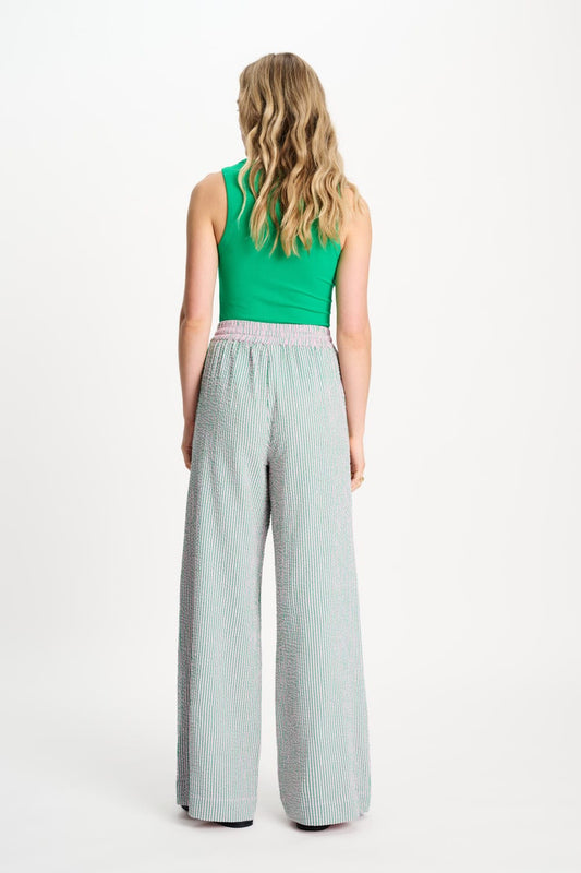 POM Amsterdam Pants BROEK - Seersucker Green Pink