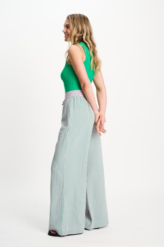 POM Amsterdam Pants BROEK - Seersucker Green Pink