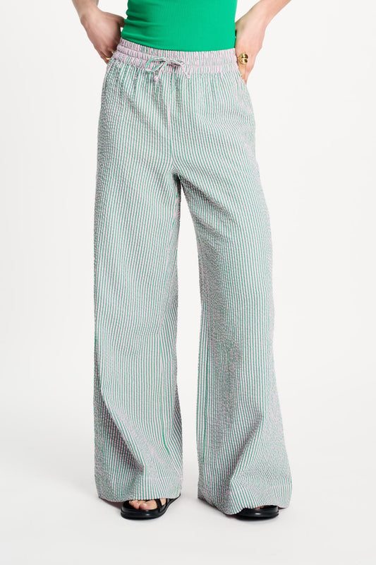 POM Amsterdam Pants BROEK - Seersucker Green Pink