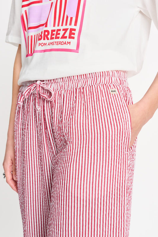POM Amsterdam Pants BROEK - Seersucker Red White