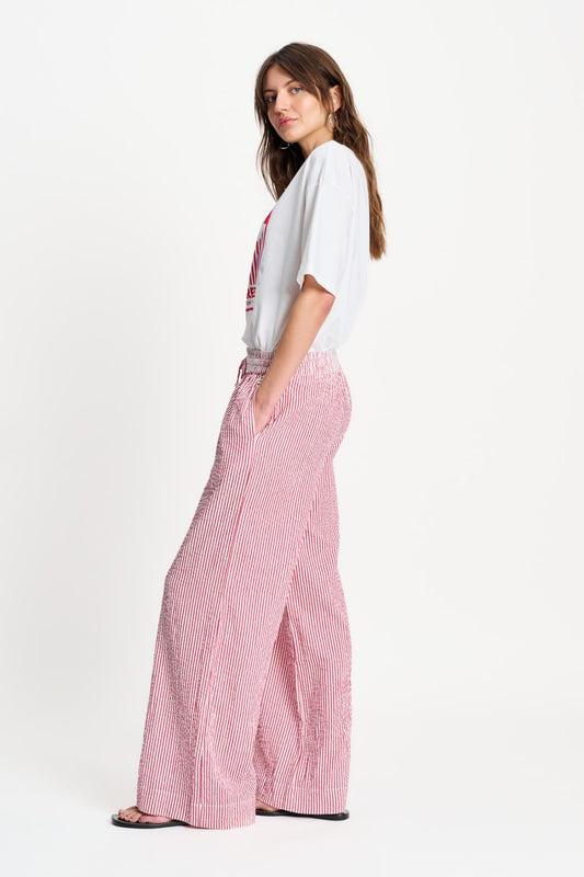 POM Amsterdam Pants BROEK - Seersucker Red White