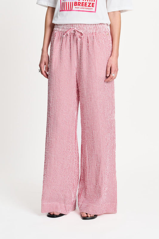 POM Amsterdam Pants BROEK - Seersucker Red White