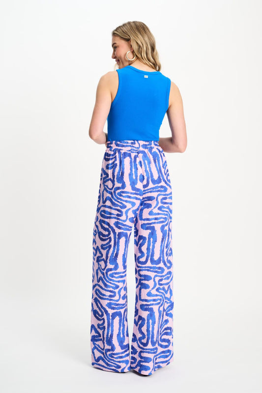 POM Amsterdam Pants BROEK - Waves Pink Linen