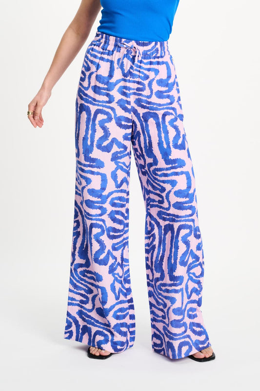 POM Amsterdam Pants BROEK - Waves Pink Linen