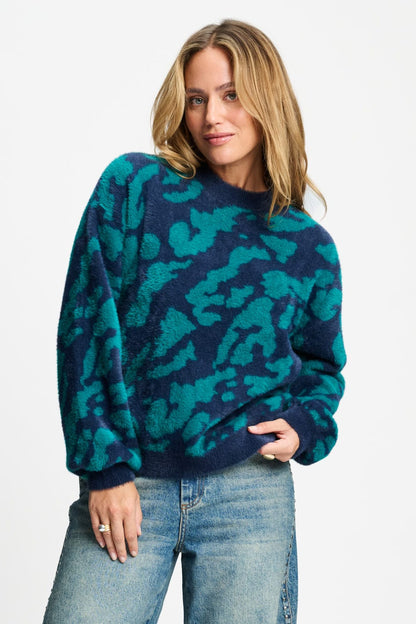 POM Amsterdam Pullovers Green / 34 TRUI - Frida Animal Teal Green