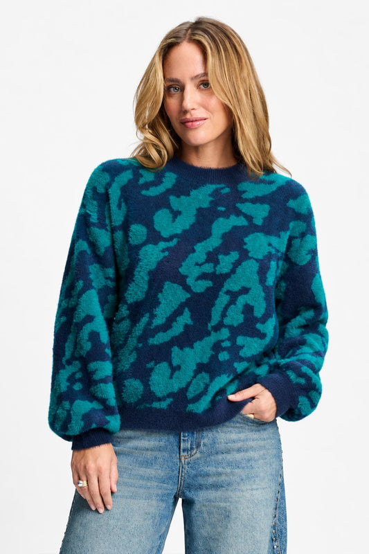POM Amsterdam Pullovers Green / 34 TRUI - Frida Animal Teal Green