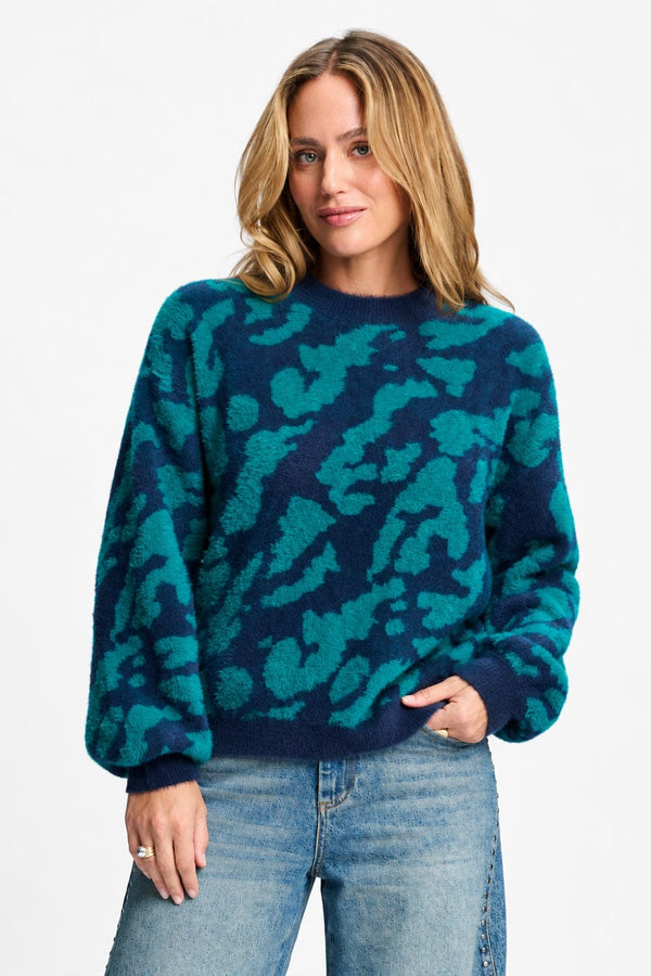 POM Amsterdam Pullovers Green / 34 TRUI - Frida Animal Teal Green