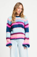 POM Amsterdam Pullovers Multi colour / 34 TRUI - Brushed Stripes Blue