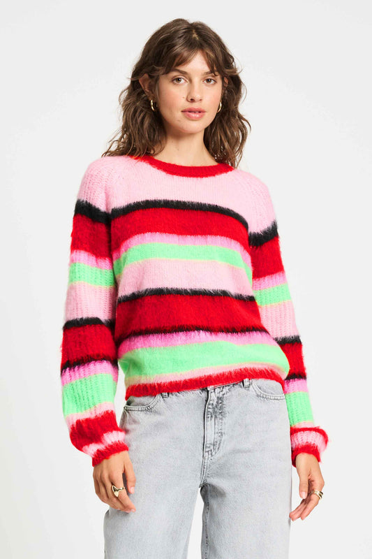 POM Amsterdam Pullovers Multi colour / 34 TRUI - Brushed Stripes Green