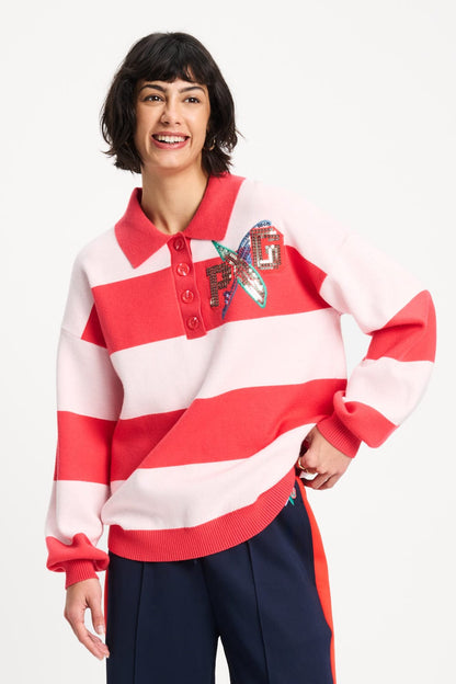 POM Amsterdam Pullovers Orange / 34 TRUI - Polo Stripes Coral