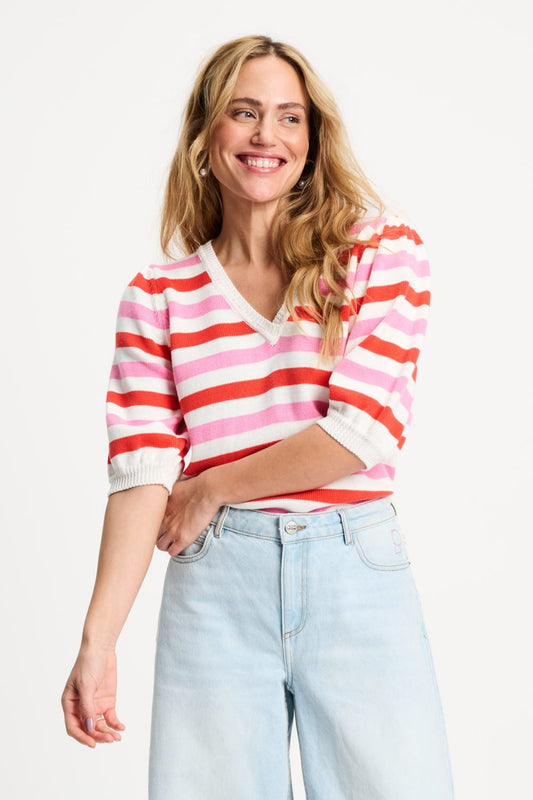 POM Amsterdam Pullovers PULLOVER - Striped Pink Orange
