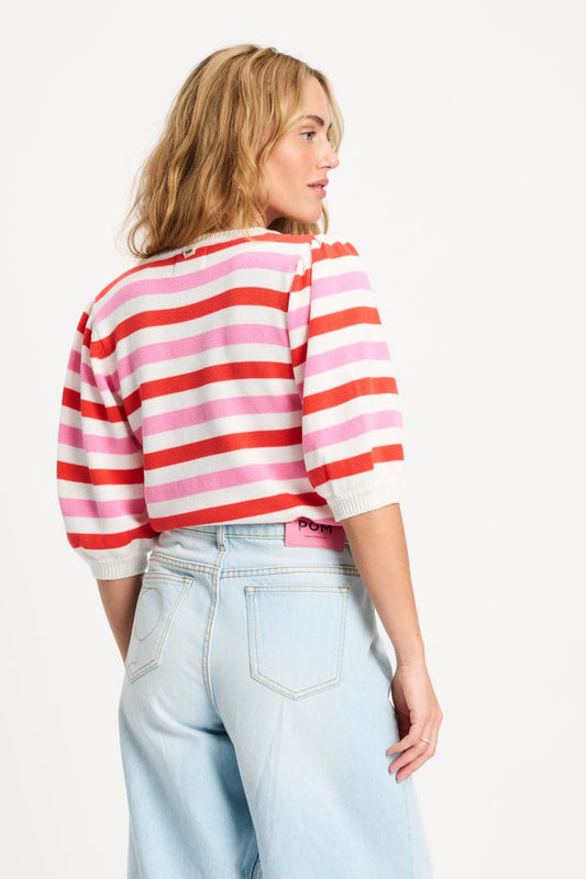 POM Amsterdam Pullovers PULLOVER - Striped Pink Orange