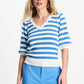 POM Amsterdam Pullovers PULLOVER - Striped Smashing Blue