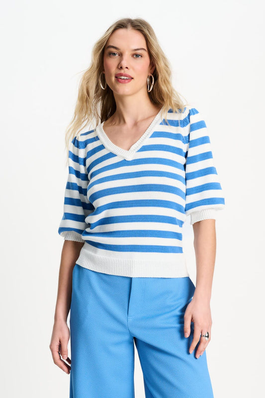 POM Amsterdam Pullovers PULLOVER - Striped Smashing Blue