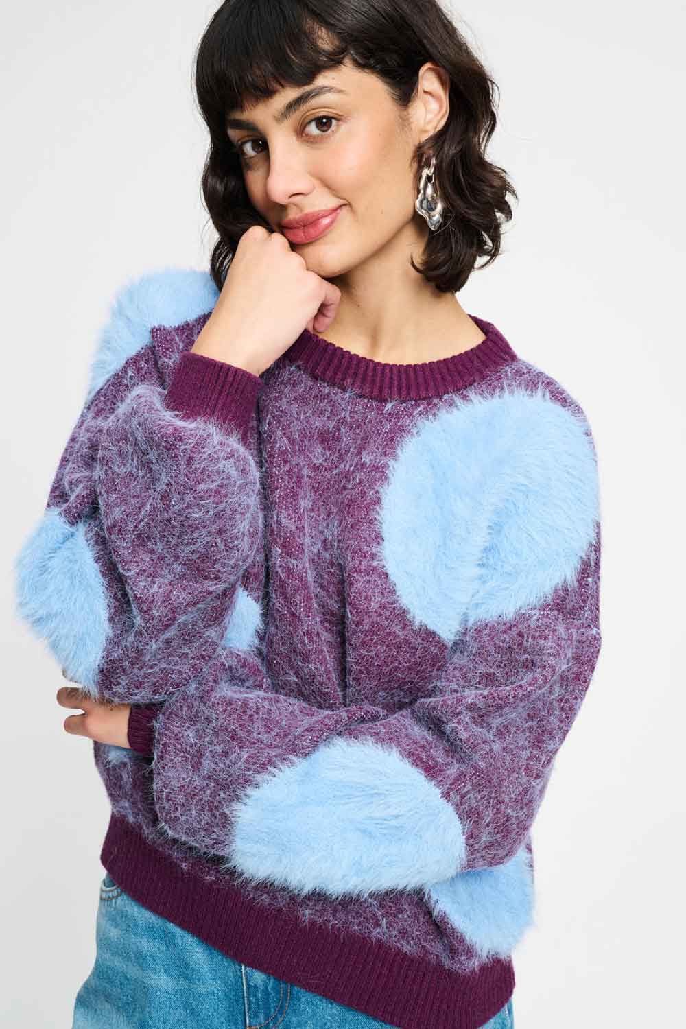 POM Amsterdam Pullovers Purple / 34 TRUI - Dots Plum