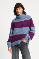 POM Amsterdam Pullovers Purple / 34 TRUI - Plum Stripes