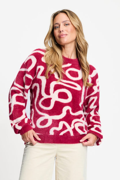 POM Amsterdam Pullovers Red / 34 PULLOVER - Frida Bow Burgundy Red
