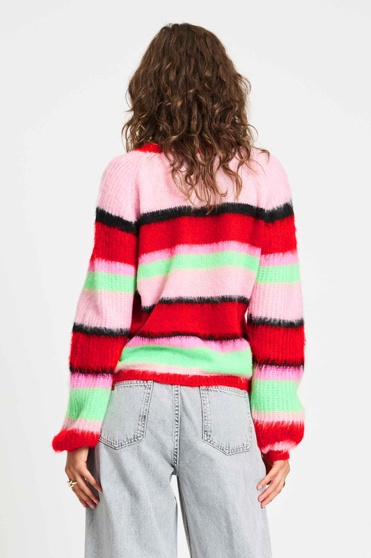 POM Amsterdam Pullovers TRUI - Brushed Stripes Green
