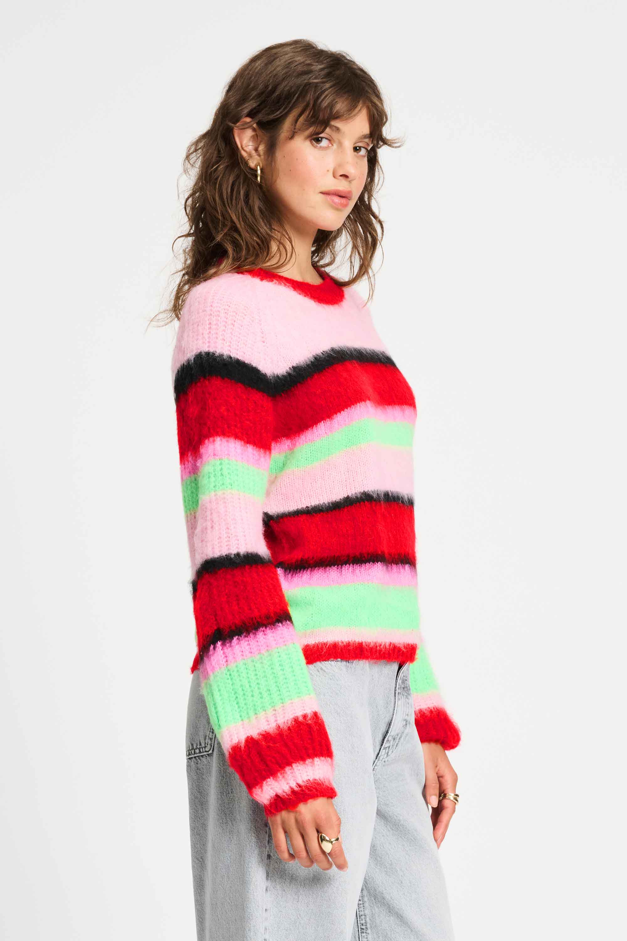 POM Amsterdam Pullovers TRUI - Brushed Stripes Green