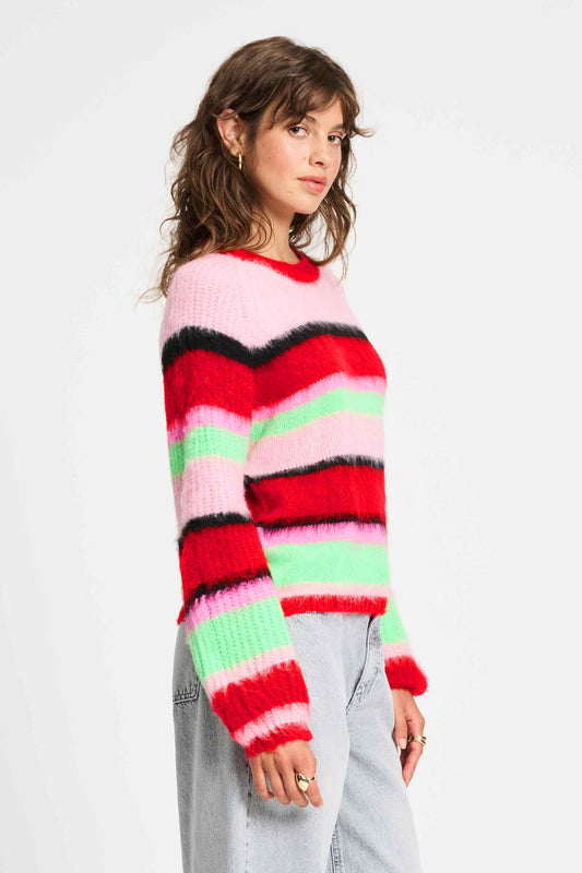 POM Amsterdam Pullovers TRUI - Brushed Stripes Green