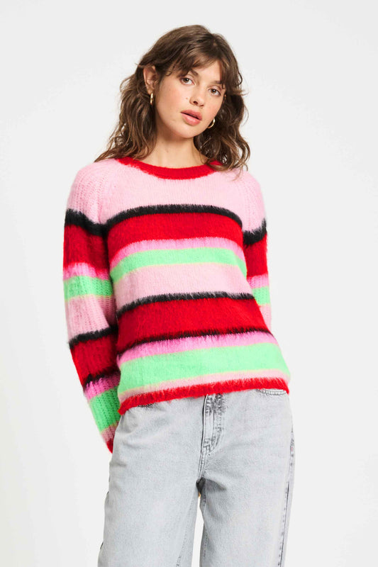 POM Amsterdam Pullovers TRUI - Brushed Stripes Green