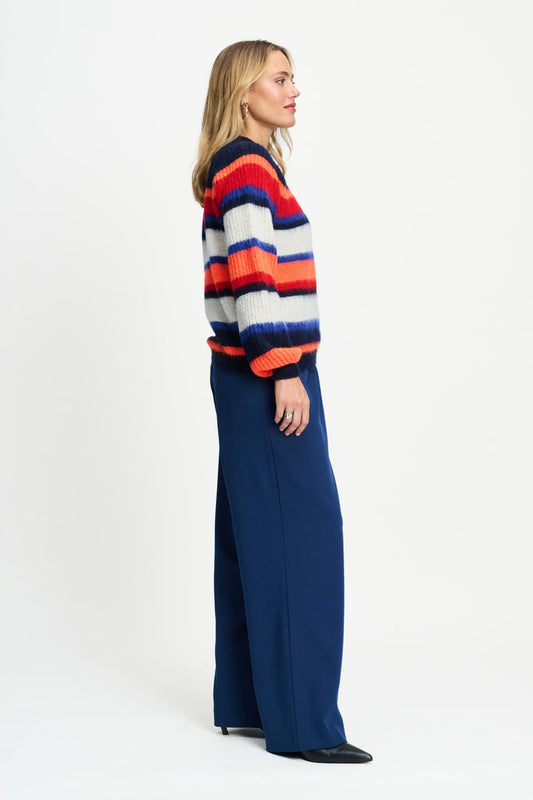 POM Amsterdam Pullovers TRUI - Faye Striped Blue