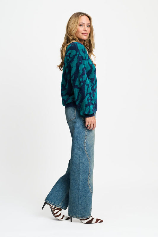 POM Amsterdam Pullovers TRUI - Frida Animal Teal Green