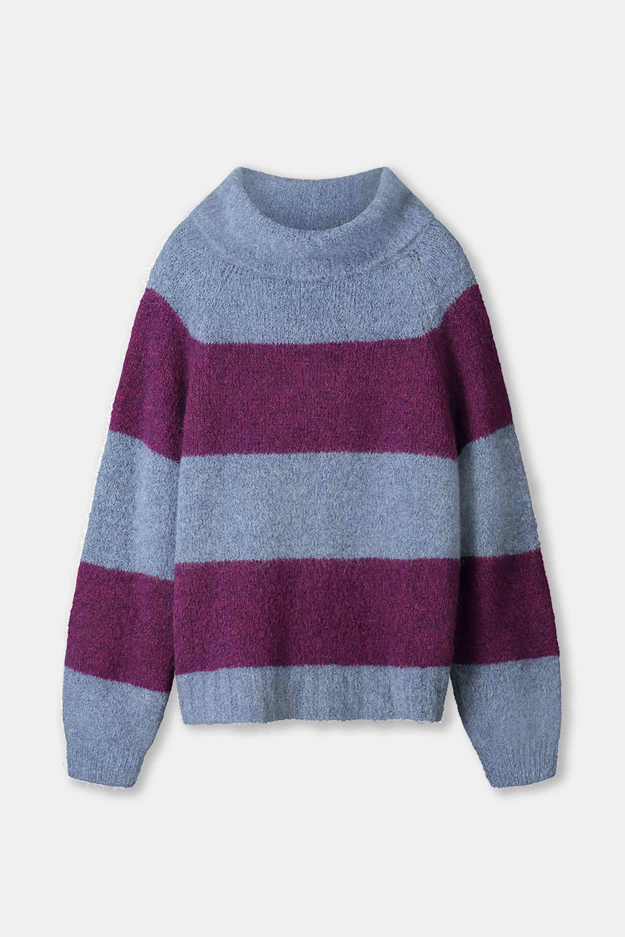 POM Amsterdam Pullovers TRUI - Plum Stripes