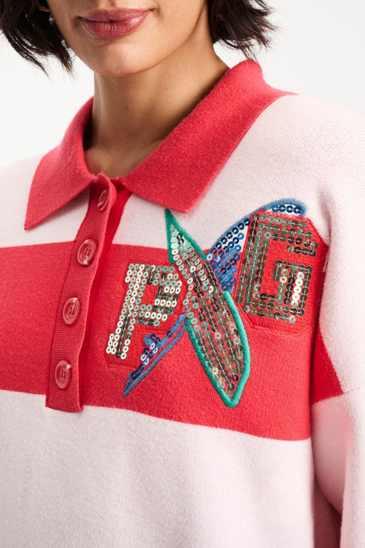 POM Amsterdam Pullovers TRUI - Polo Stripes Coral