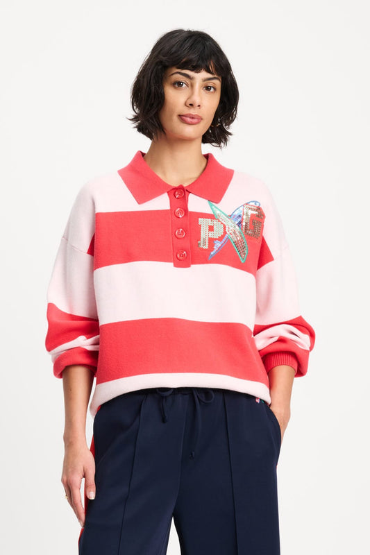 POM Amsterdam Pullovers TRUI - Polo Stripes Coral
