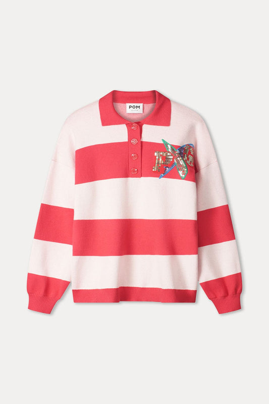 POM Amsterdam Pullovers TRUI - Polo Stripes Coral