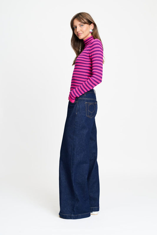POM Amsterdam Pullovers TRUI - Riley Striped Pink Purple