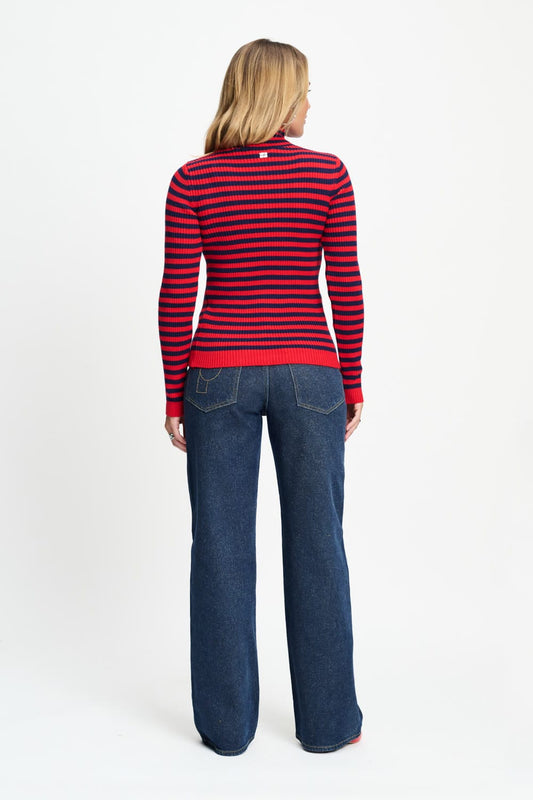 POM Amsterdam Pullovers TRUI - Riley Striped Rouge Blue