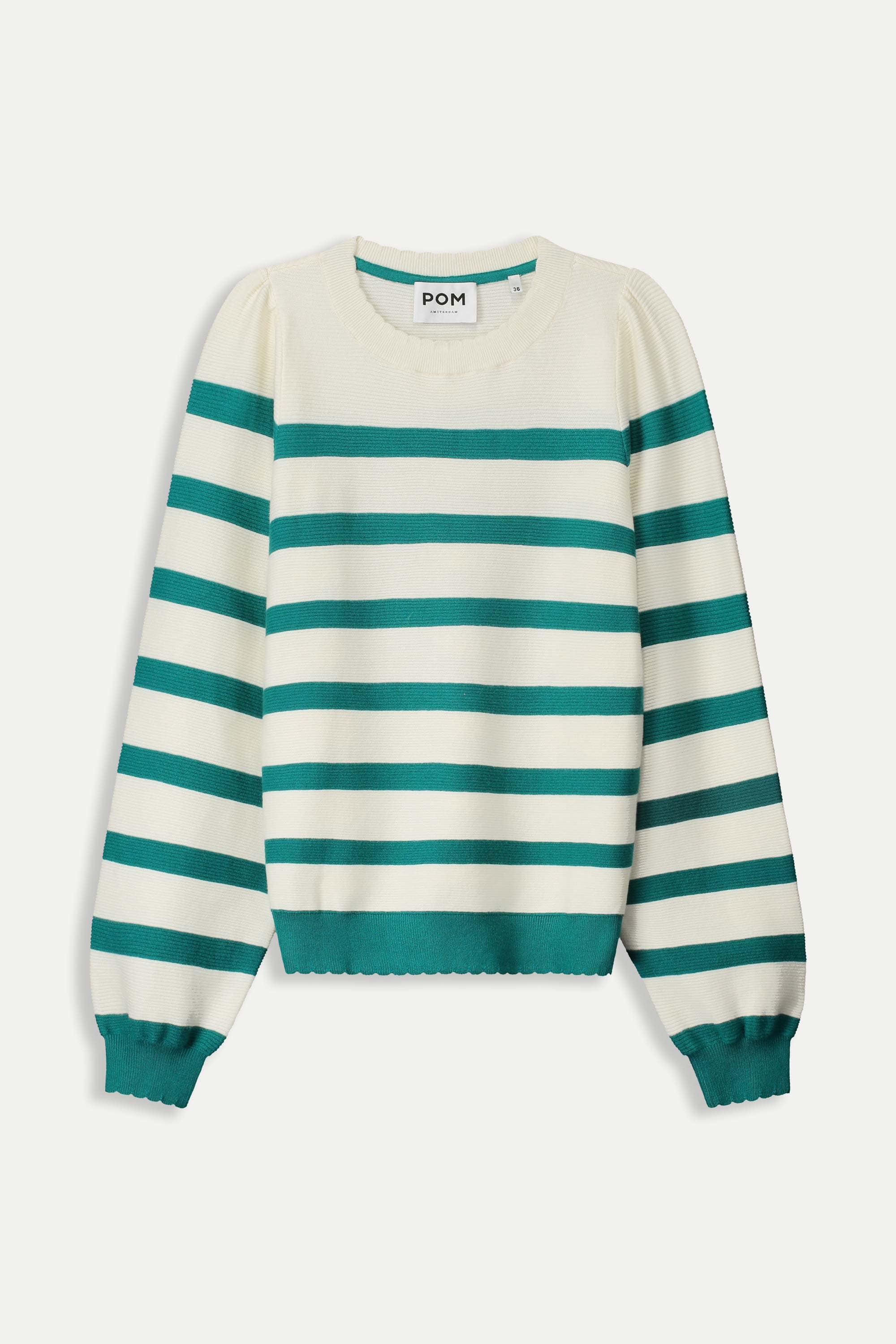 POM Amsterdam Pullovers TRUI - Striped Fresh Green