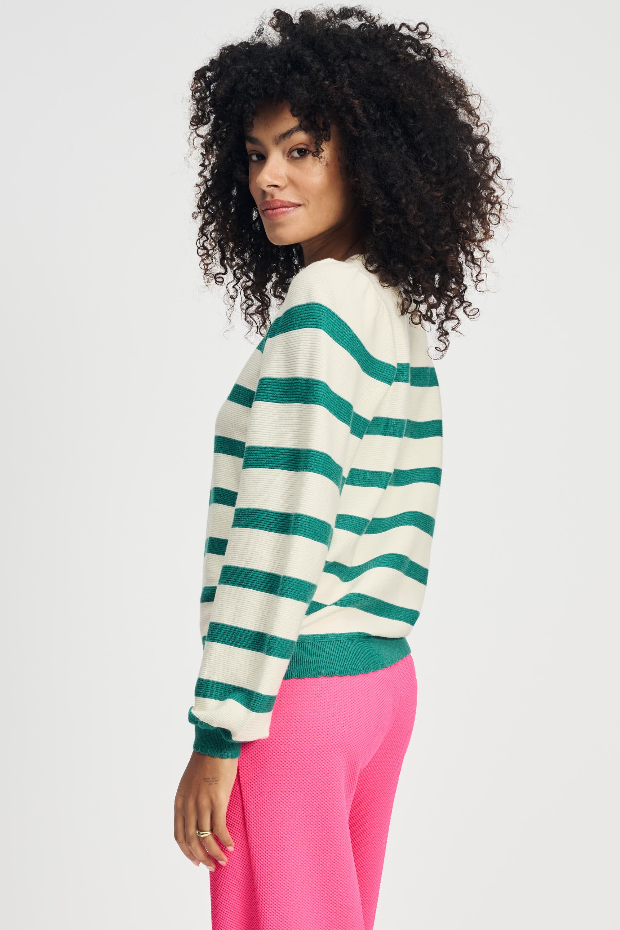 POM Amsterdam Pullovers TRUI - Striped Fresh Green