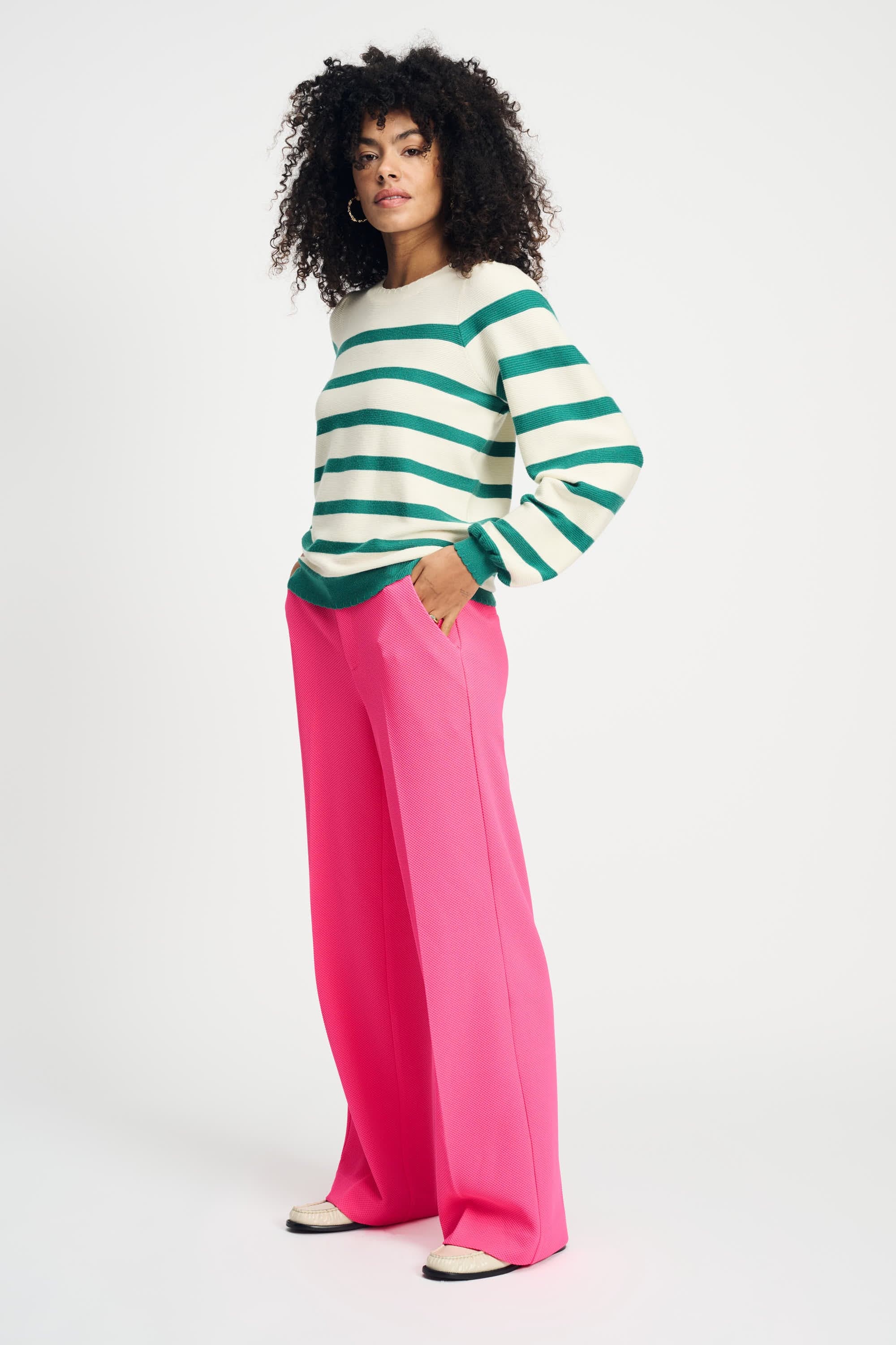 POM Amsterdam Pullovers TRUI - Striped Fresh Green