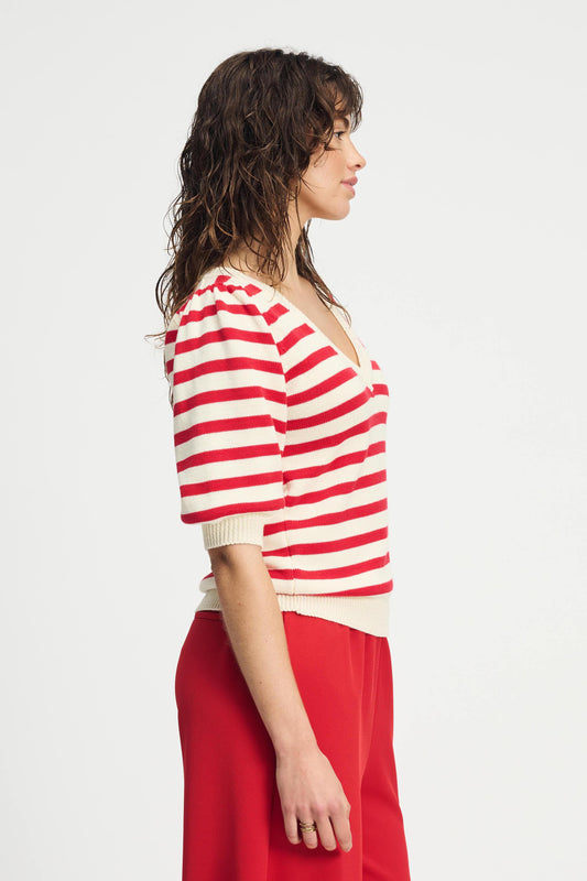 POM Amsterdam Pullovers TRUI - Striped Scarlet Red