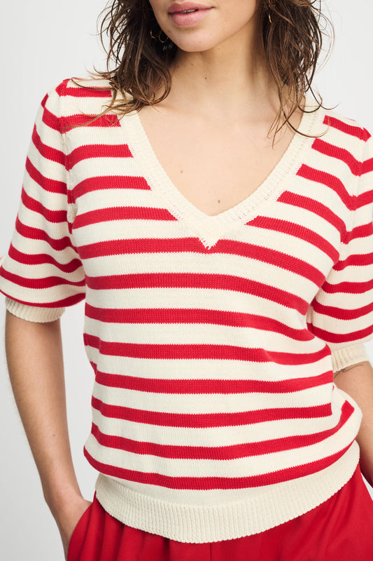 POM Amsterdam Pullovers TRUI - Striped Scarlet Red