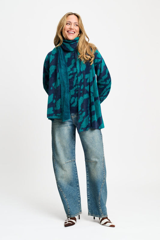 POM Amsterdam Scarves Green / OS SJAAL - Lou Animal Teal Green