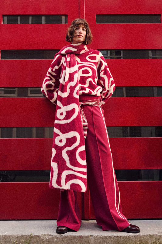 POM Amsterdam Scarves Red / OS SJAAL - Lou Bow Burgundy Red