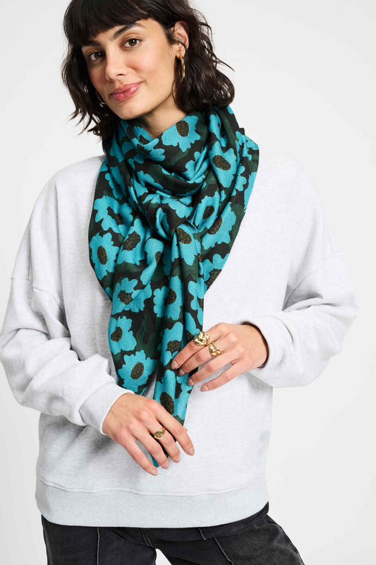 POM Amsterdam Shawls Blue / OS SJAAL - Wild Flowers Blue