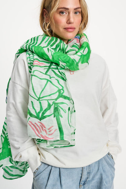 POM Amsterdam Shawls Green / OS SJAAL - Beach Vibes Linen