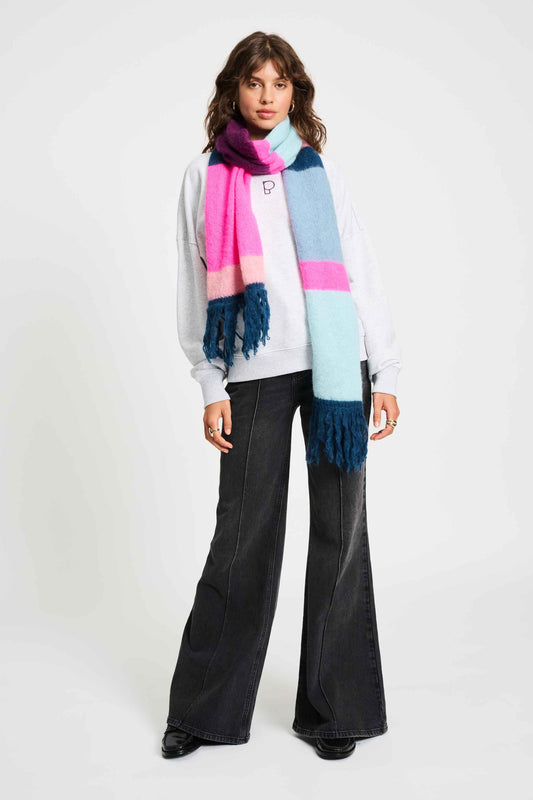 POM Amsterdam Shawls Multi colour / OS SJAAL - Brushed Stripes Blue