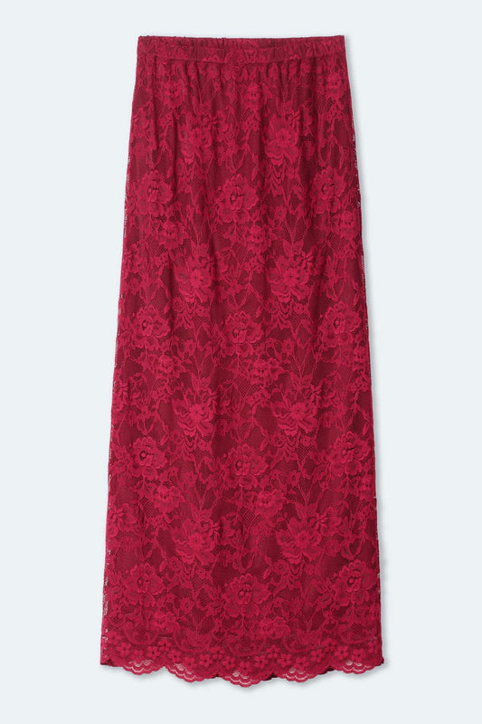 POM Amsterdam Skirts ROK - Holly Lace Burgundy Red