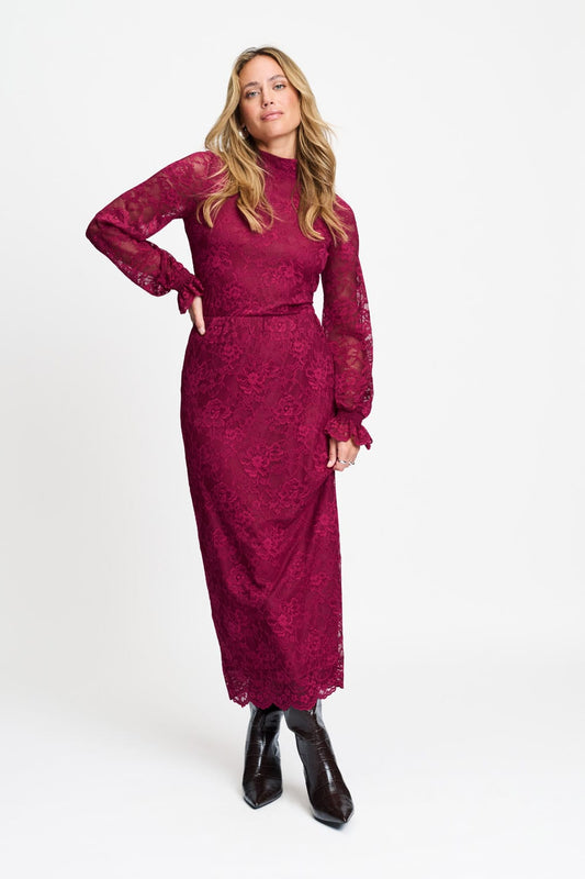 POM Amsterdam Skirts ROK - Holly Lace Burgundy Red