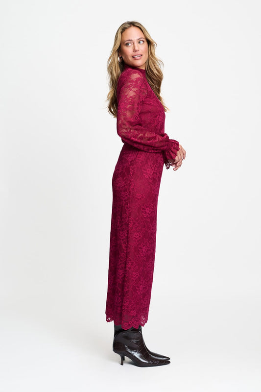 POM Amsterdam Skirts ROK - Holly Lace Burgundy Red