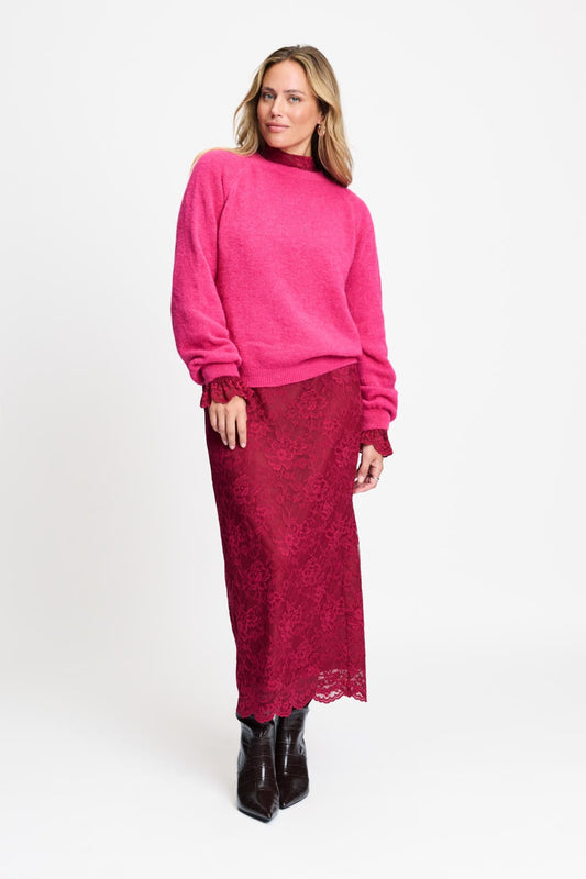 POM Amsterdam Skirts SKIRT - Holly Lace Burgundy Red